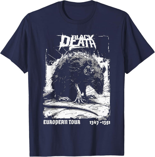 Black Death European Tour Plague Rat Medieval History Goth T-Shirt - T-Shirt | Navy