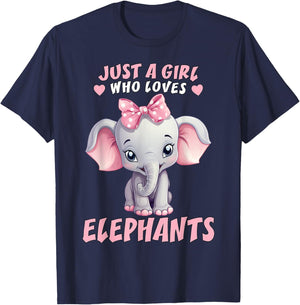 Just A Girl Who Loves Elephants Cute Pink Baby Elephant Calf T-Shirt - T-Shirt | Navy