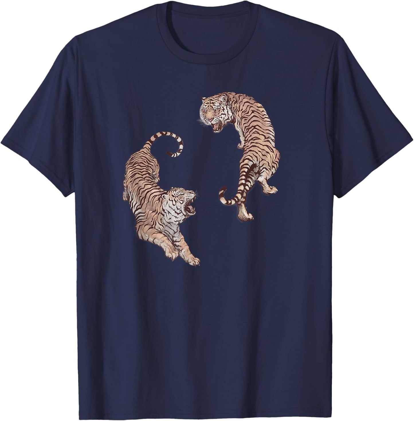 Vintage Tiger Graphic, Chinese Tiger Aesthetic, Yin and Yang T-Shirt - T-Shirt | Navy