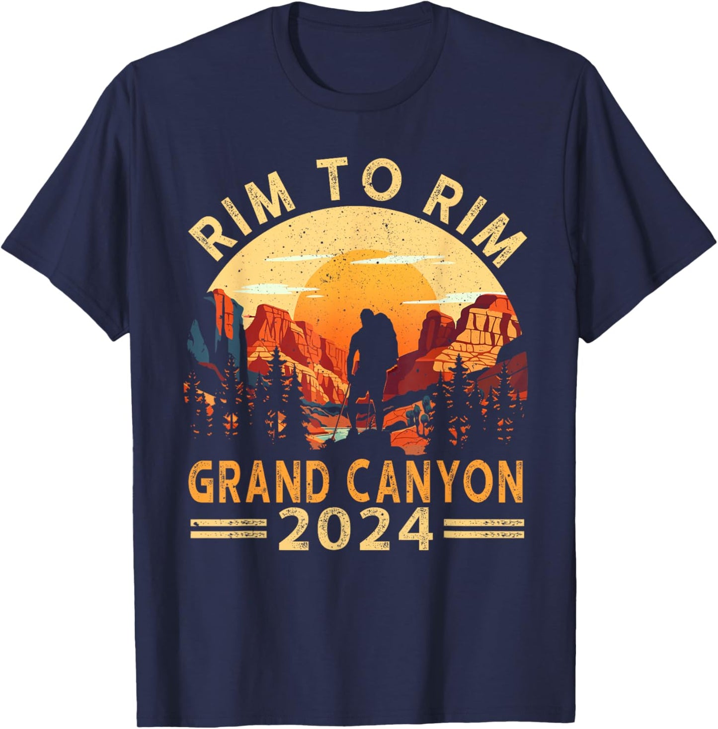 South Rim To North Rim Grand Canyon 2024 Hiking T-Shirt - T-Shirt | Navy