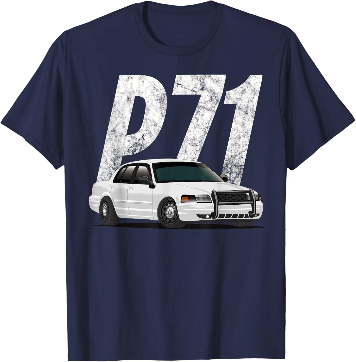 Crown Vic P71 White Cop Car Interceptor Vic Gift T-Shirt - T-Shirt | Navy