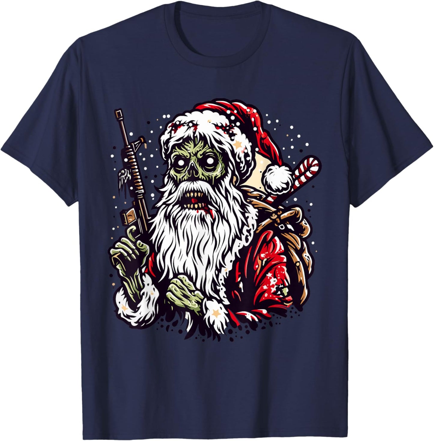 Zombie Santa Claus Christmas Zombies Xmas Horror Scary T-Shirt - T-Shirt | Navy