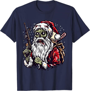 Zombie Santa Claus Christmas Zombies Xmas Horror Scary T-Shirt - T-Shirt | Navy