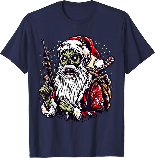 Zombie Santa Claus Christmas Zombies Xmas Horror Scary T-Shirt - T-Shirt | Navy