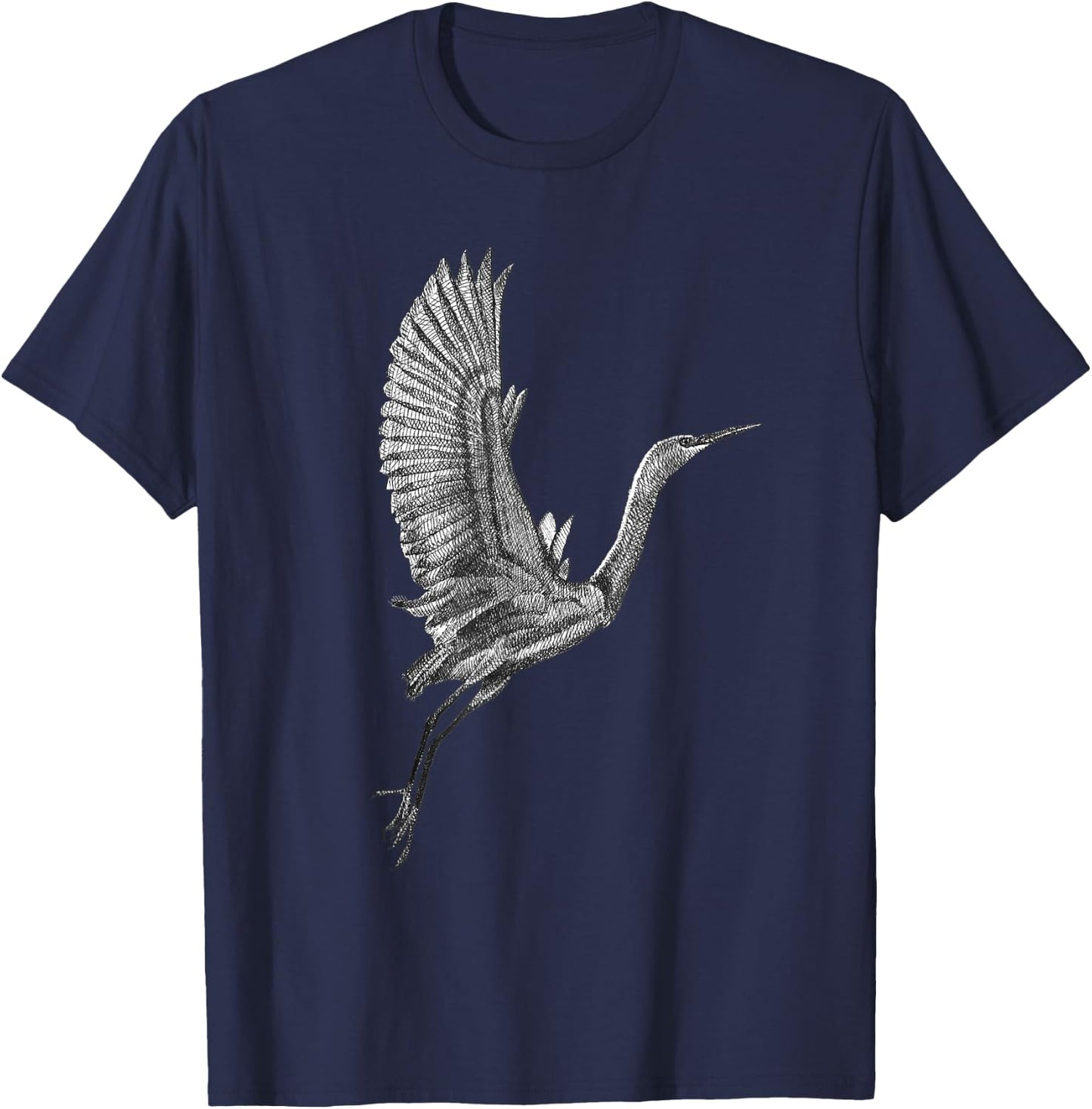 Tai Chi White Flying Crane Qi Gong Illustration T-Shirt - T-Shirt | Navy