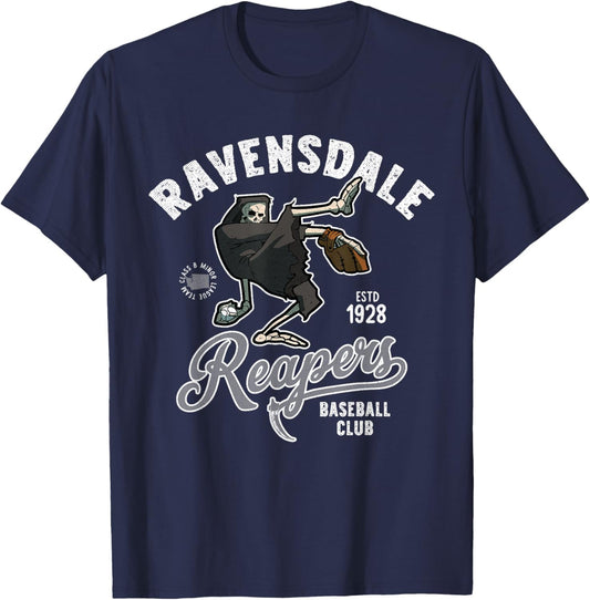 Ravensdale Grim Reapers Retro Minor League Baseball Team T-Shirt - T-Shirt | Navy