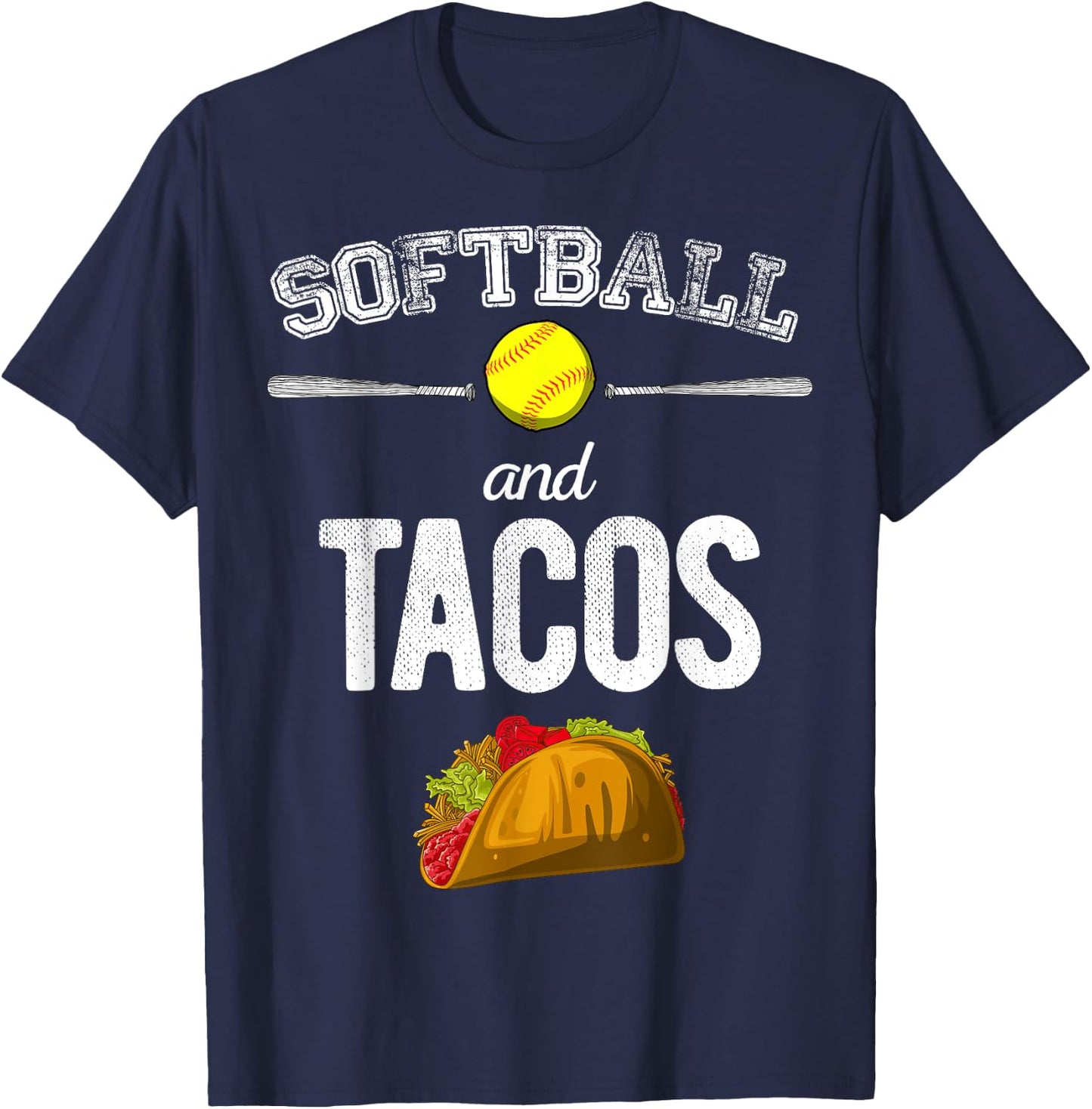 Softball And Tacos Softball Player Taco Lover Gift T-Shirt - T-Shirt | Navy
