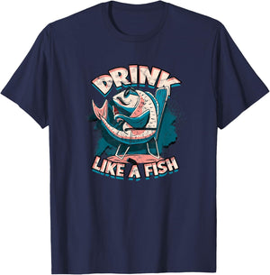 Drink like a fish - Drinking T-Shirt - T-Shirt | Navy