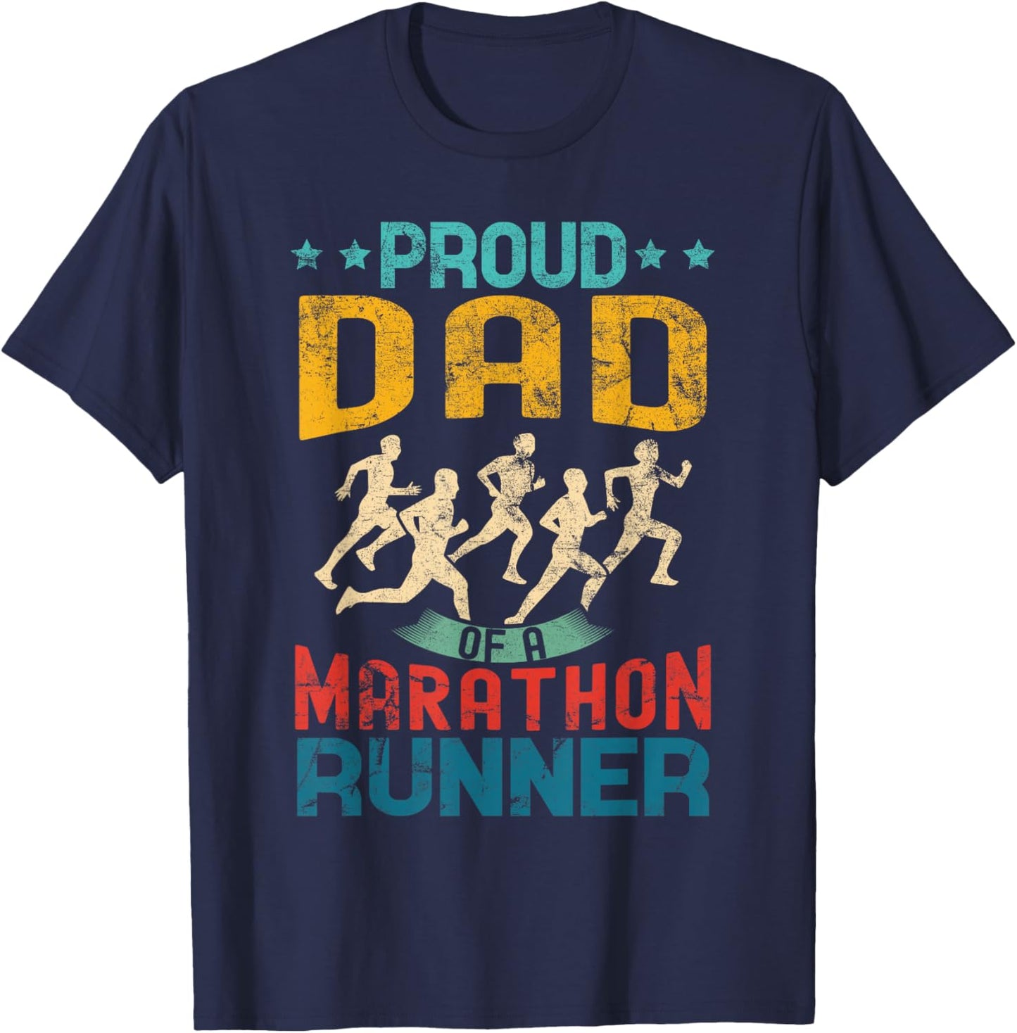 Proud dad of a marathon runner dad gifts vintage distressed T-Shirt - T-Shirt | Navy