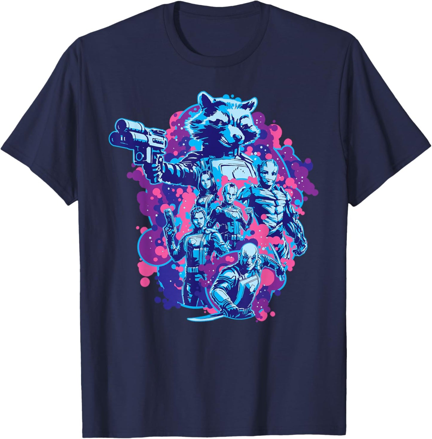 Marvel Guardians of The Galaxy Volume 3 Rocket & Team Space T-Shirt - T-Shirt | Navy