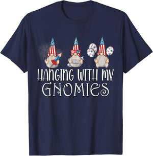 Hanging with my Gnomies 4th of July Patriotic Garden Gnomes T-Shirt - T-Shirt | Navy