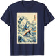 Surfing Cat Hokusai Great Wave Off Kanagawa Japanese Art T-Shirt - T-Shirt | Navy