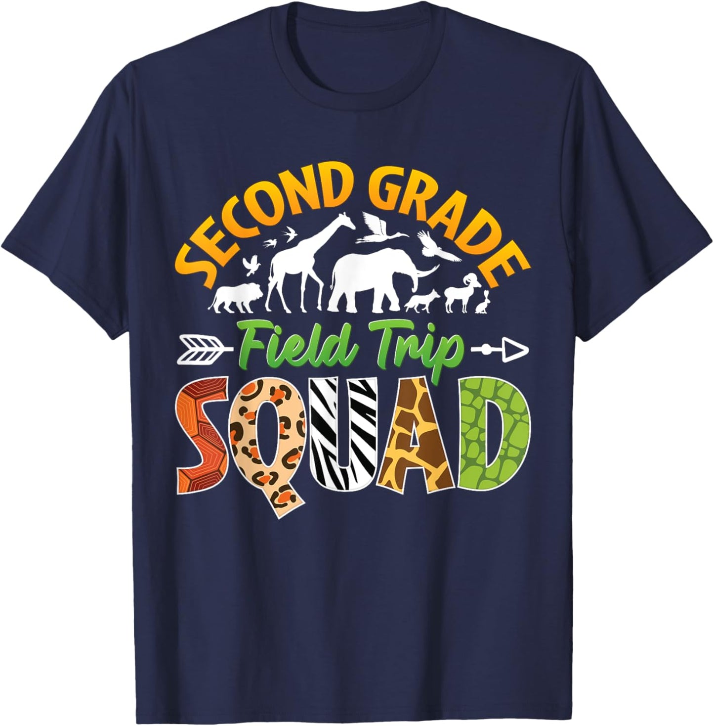Second Grade Zoo Field Trip Squad Matching Teacher Students T-Shirt - T-Shirt | Navy