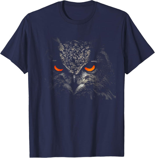 Owl Retro Eye Men Women Kids Gift Apparel T-Shirt - T-Shirt | Navy