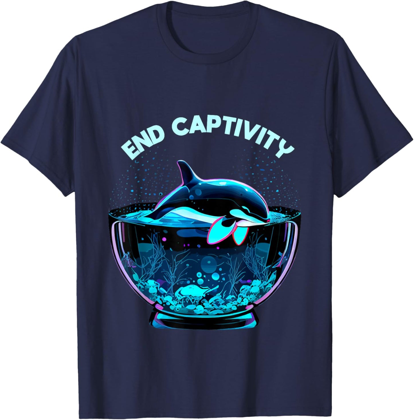 Orca End Captivity Free The Orcas Marine Protection Activist T-Shirt - T-Shirt | Navy