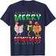 Merry Christmas Chicken Shirt Santa Hat Lights Funny Gift T-Shirt - T-Shirt | Navy