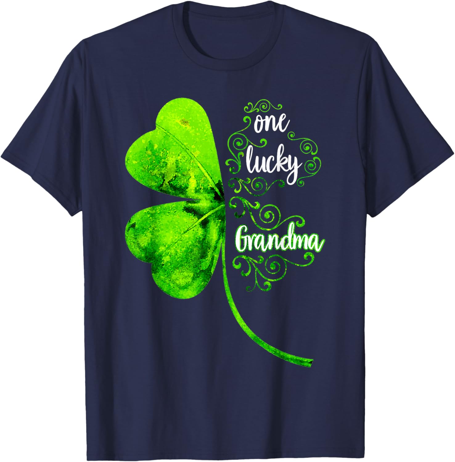 One Lucky Grandma Shamrock Grandma St Patricks Day T-Shirt - T-Shirt | Navy