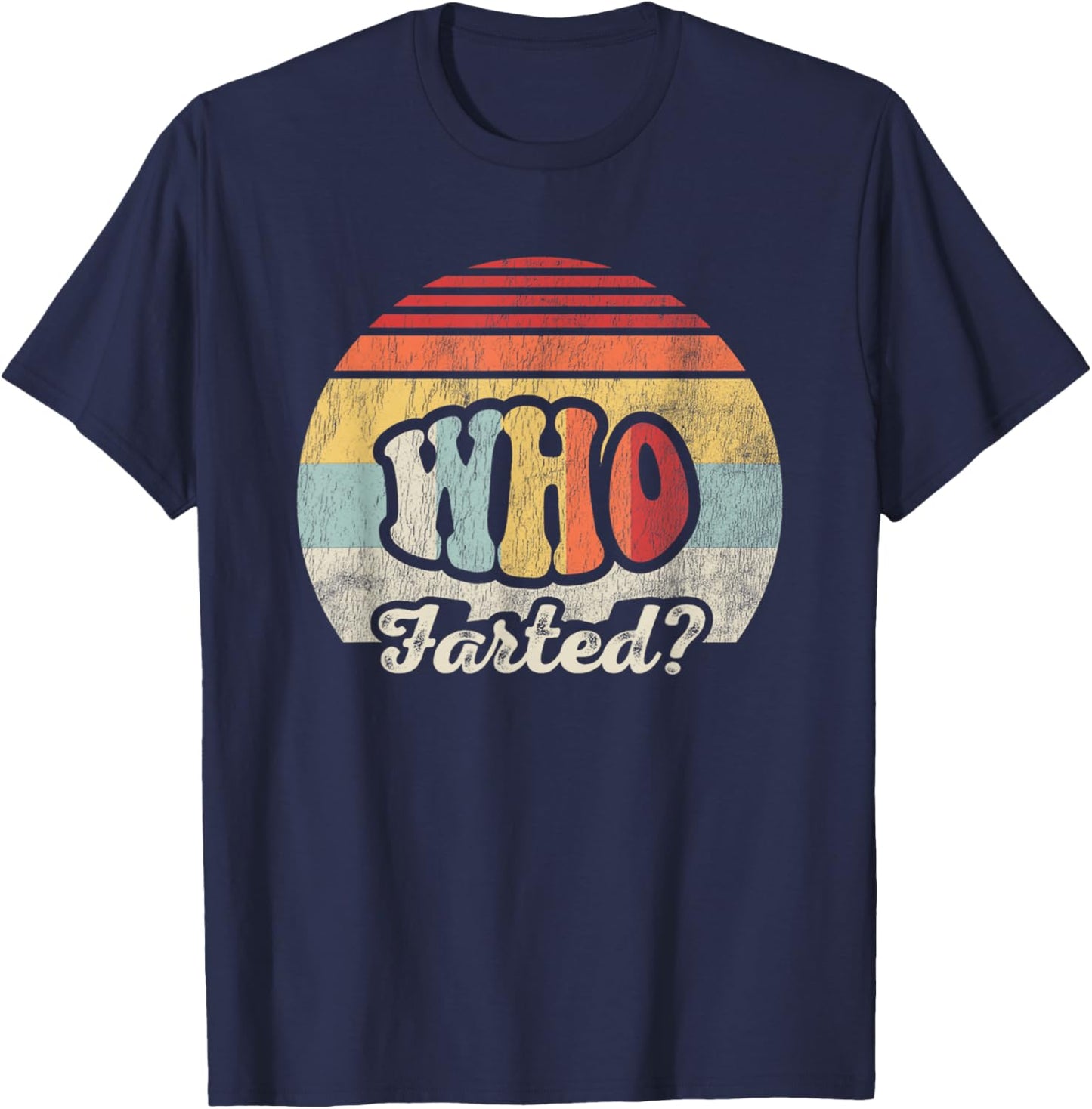 Who Farted Retro Vintage Humor Graphic T-Shirt - T-Shirt | Navy