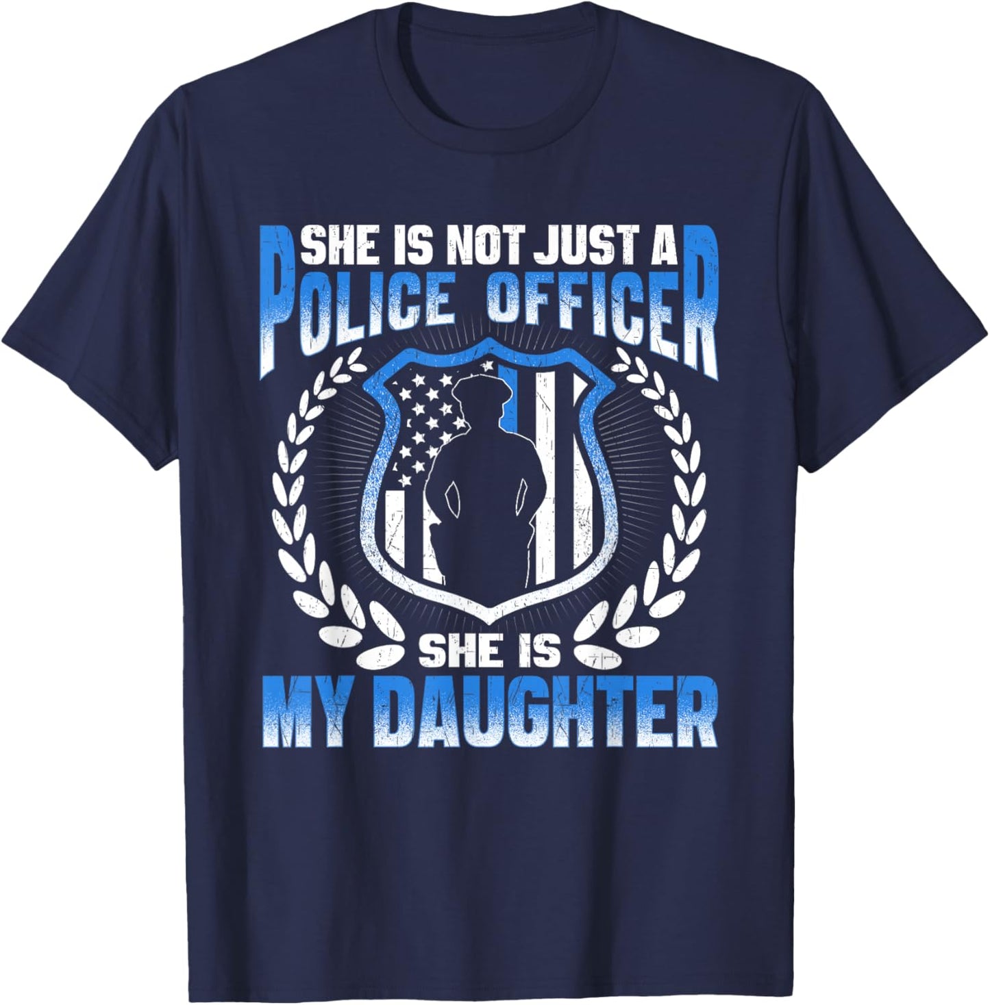My Daughter Is A Brave Police Officer - Proud Police Mom Dad T-Shirt - T-Shirt | Navy
