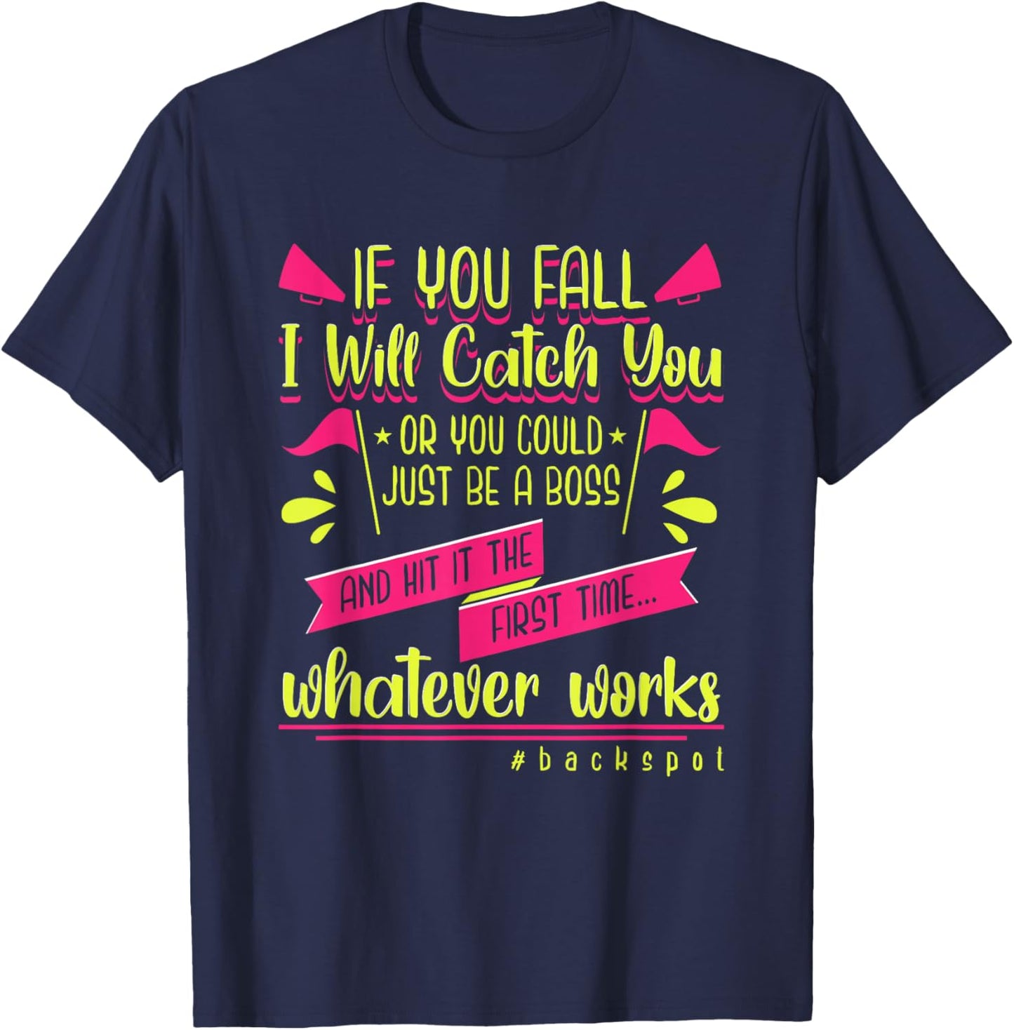 Cheerleading Cheerleader Funny Quote Backspot Cheer Sports T-Shirt - T-Shirt | Navy