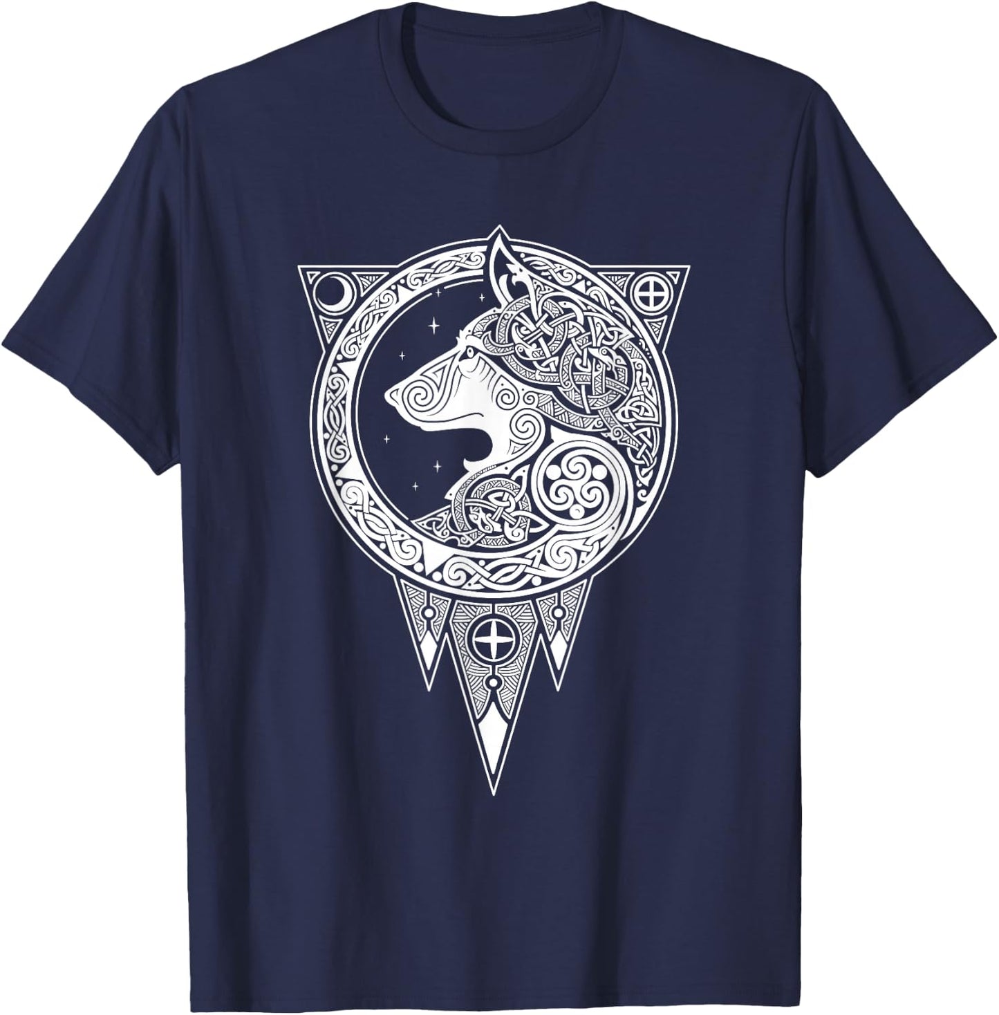 Viking Fenrir Symbol - Monstrous Wolf Norse Mythology T-Shirt - T-Shirt | Navy