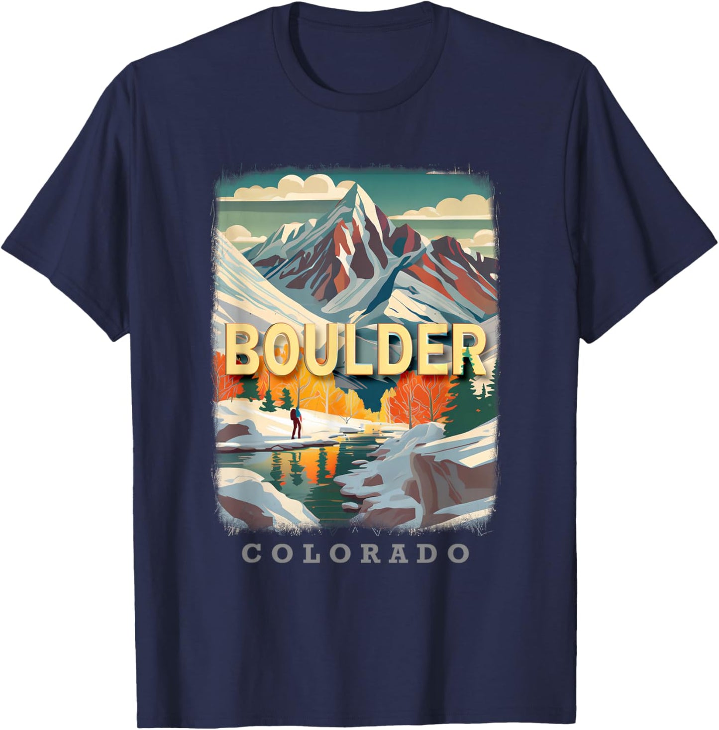 Boulder Colorado CO Rocky Mountain Majesty SD099 T-Shirt - T-Shirt | Navy