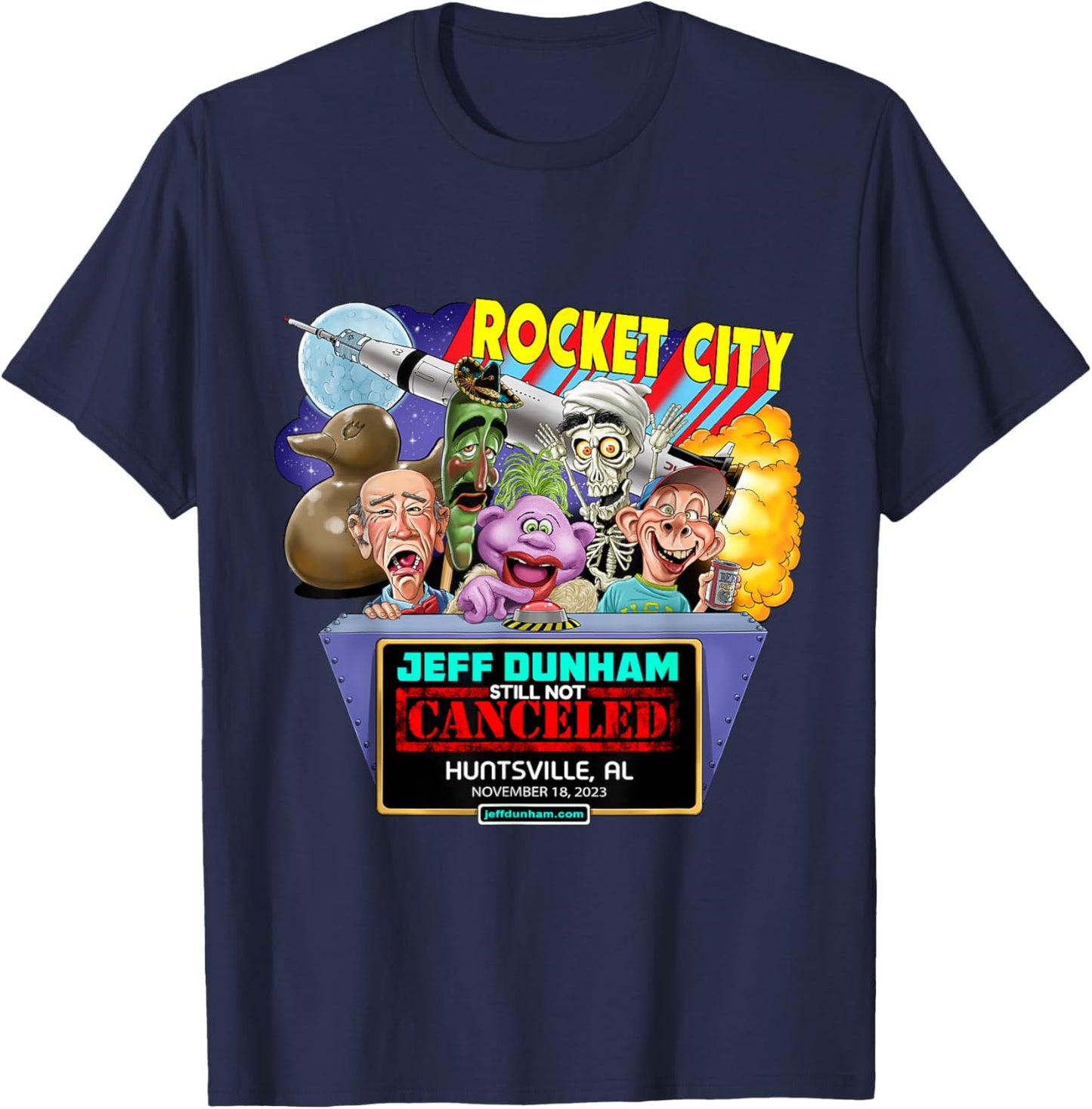 Jeff Dunham Huntsville, AL (2023) T-Shirt - T-Shirt | Navy