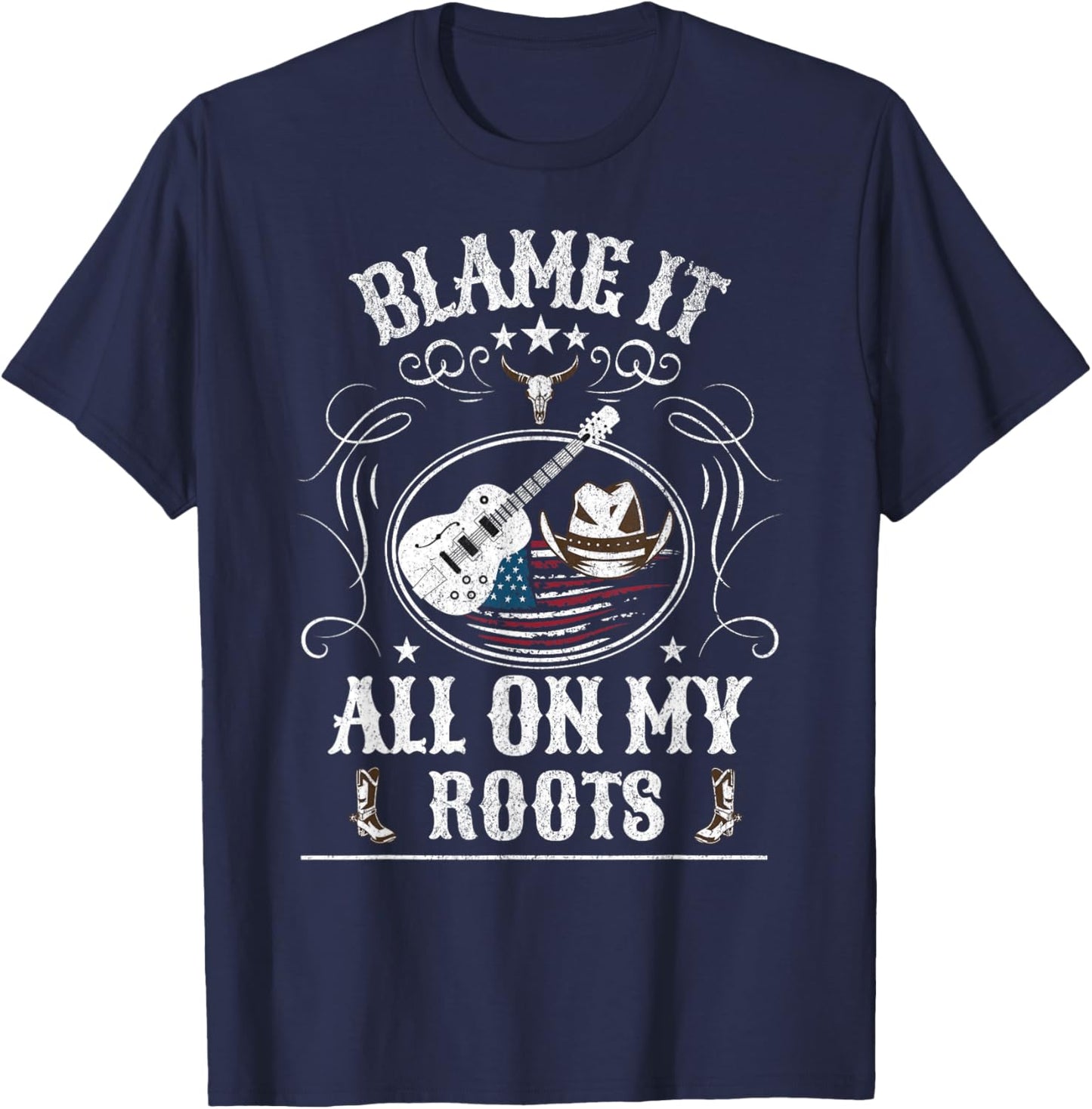 Vintage Country Concert Western Rodeo Graphic Country T-Shirt - T-Shirt | Navy
