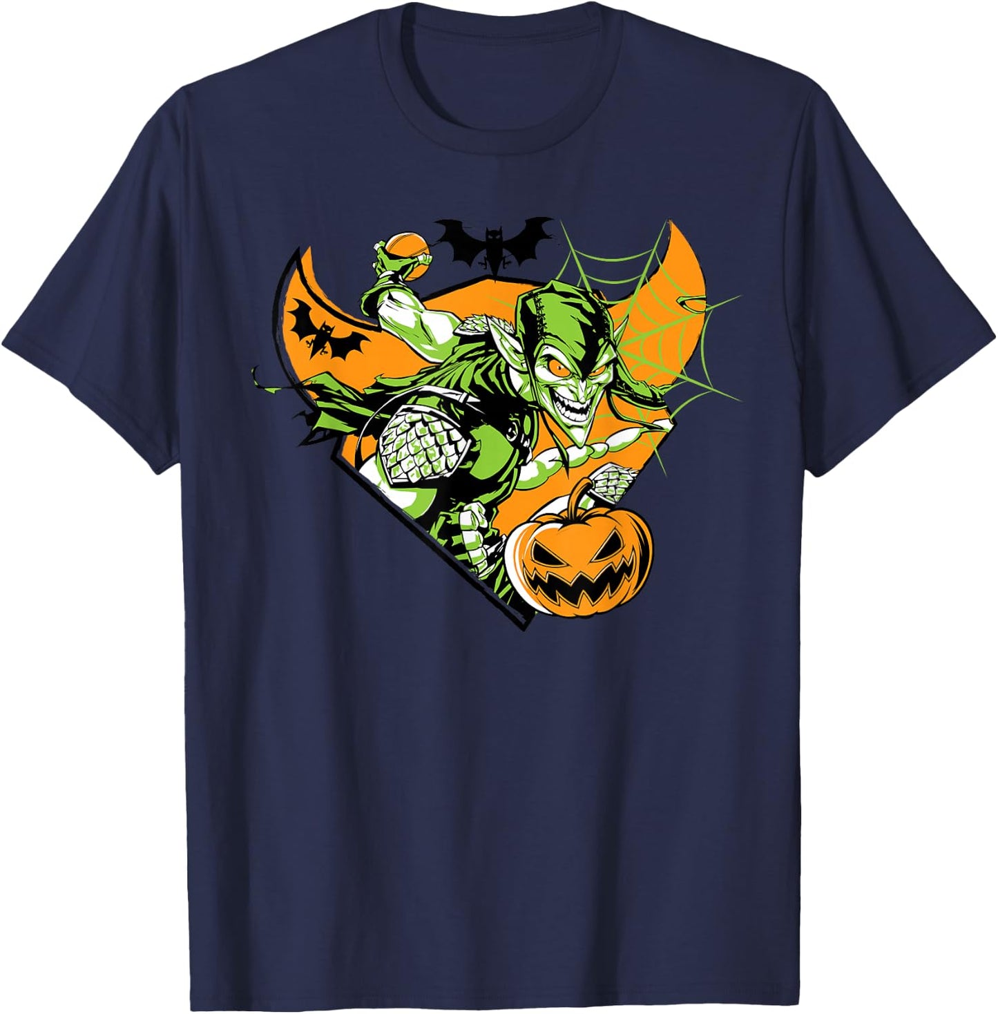 Marvel Green Goblin Pumpkin Bomb Halloween T-Shirt - T-Shirt | Navy