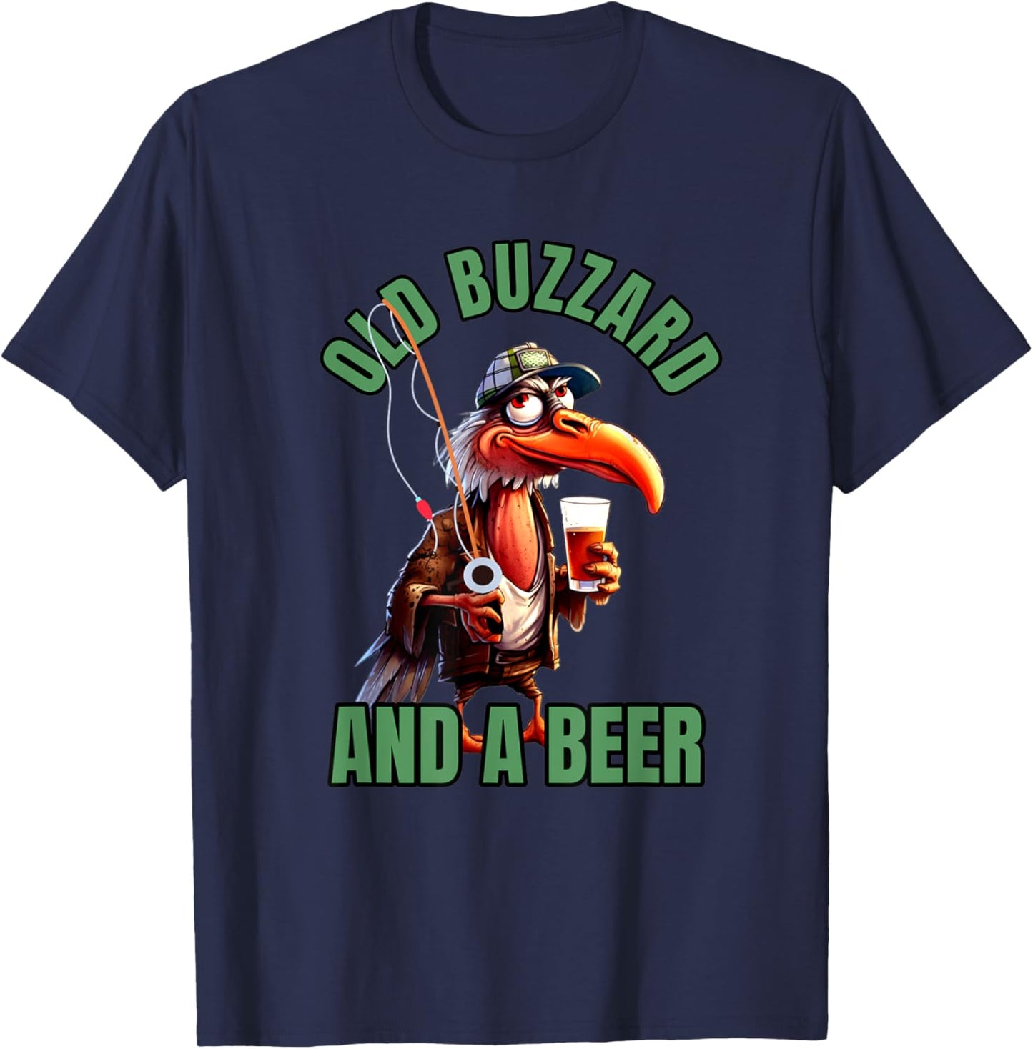 Old Buzzard And Beer Old Man Beer Lovers Senior Grandpa T-Shirt - T-Shirt | Navy