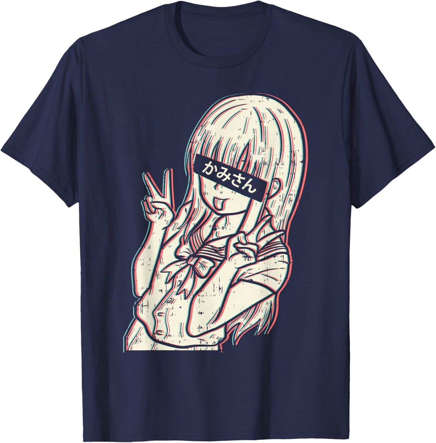 Waifu Anime Girl Aesthetic Manga Japanese Babe Otaku Gift T-Shirt - T-Shirt | Navy