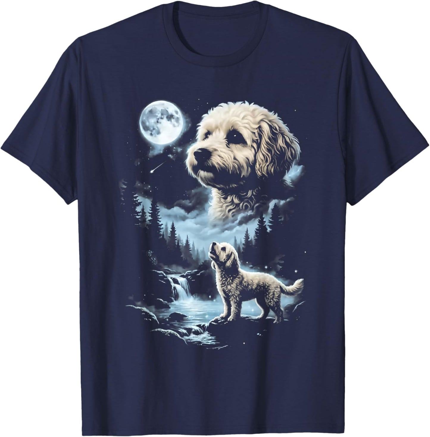 Maltipoo Howling to the Moon T-Shirt - T-Shirt | Navy