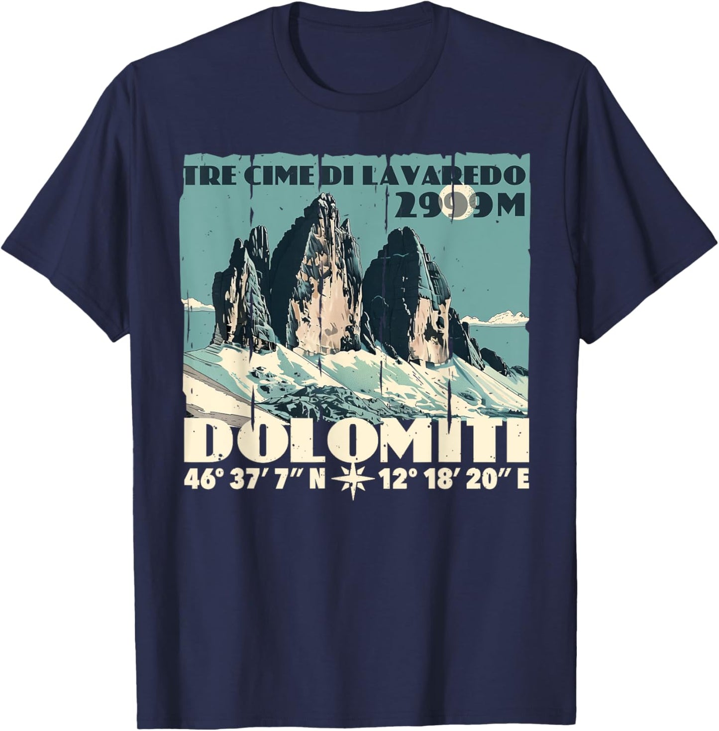 Dolomites Italy Tre Cime di Lavaredo Drei Zinnen Hiking Gift T-Shirt - T-Shirt | Navy