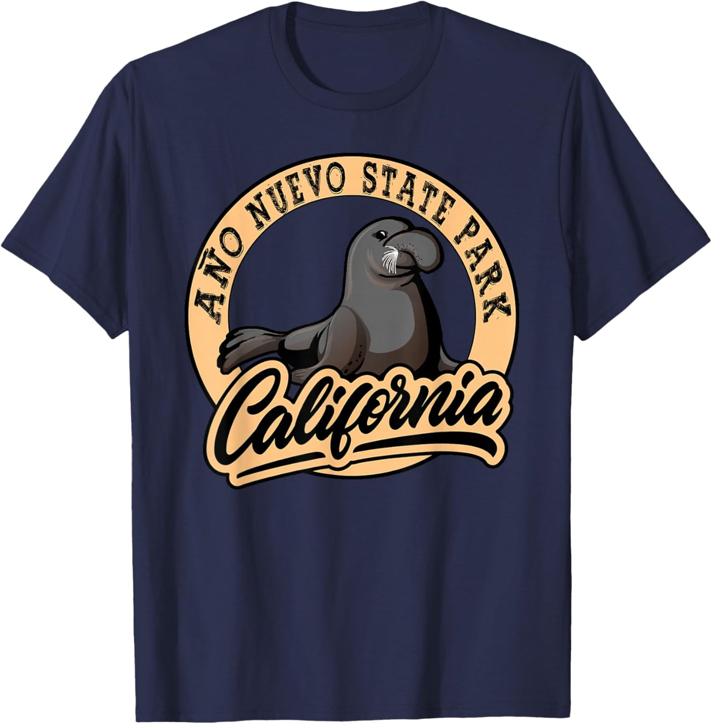 Ano Nuevo State Park California Elephant Seals Souvenir T-Shirt - T-Shirt | Navy