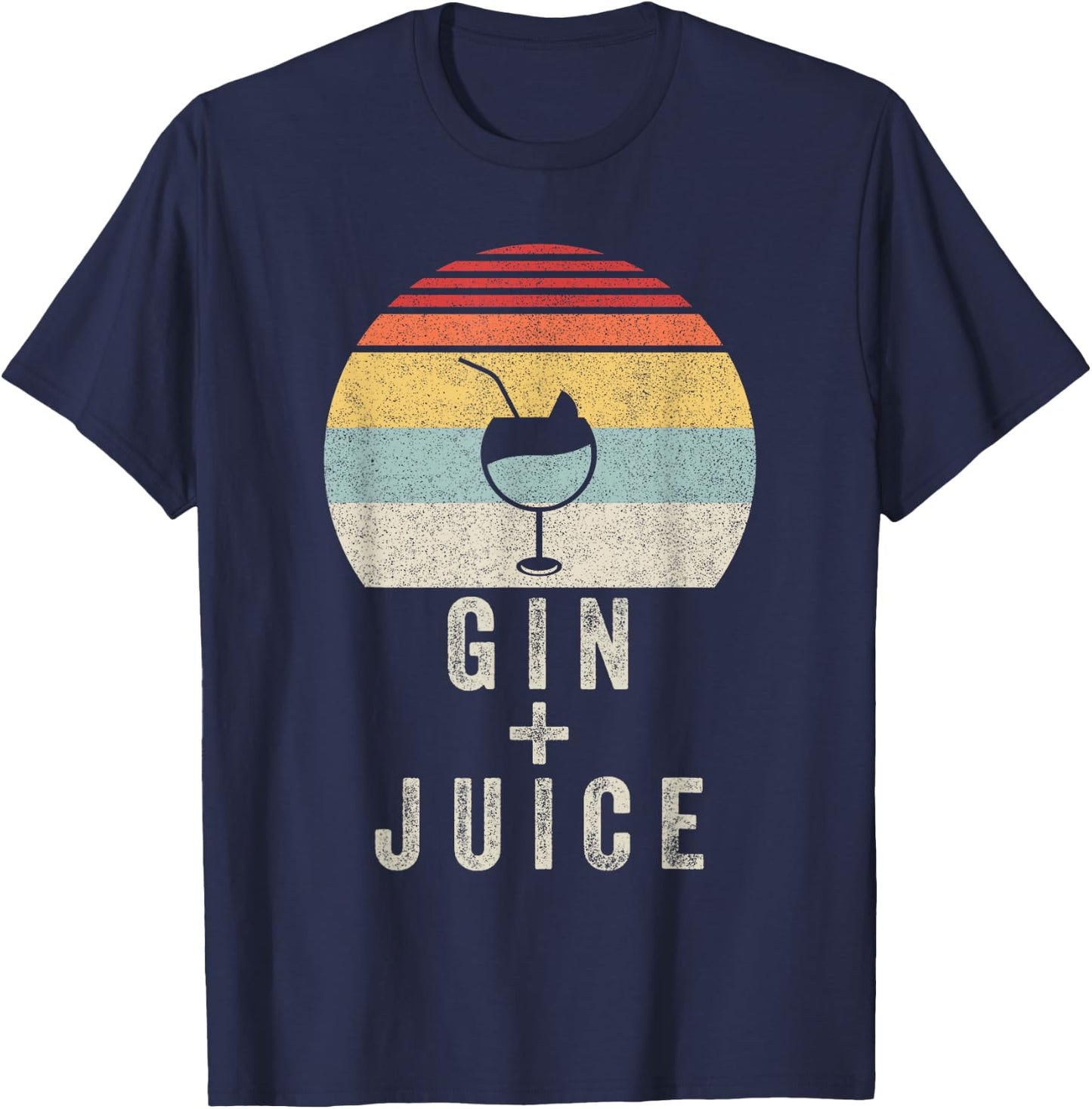 Vintage Retro Gin + Juice T-Shirt - T-Shirt | Navy