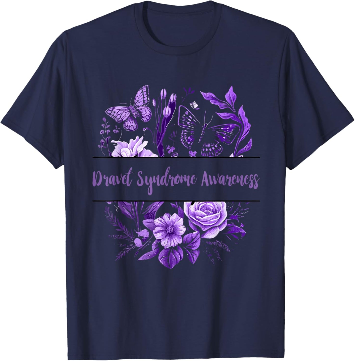 Purple Ribbon Dravet Syndrome Awareness Dravet Survivor T-Shirt - T-Shirt | Navy