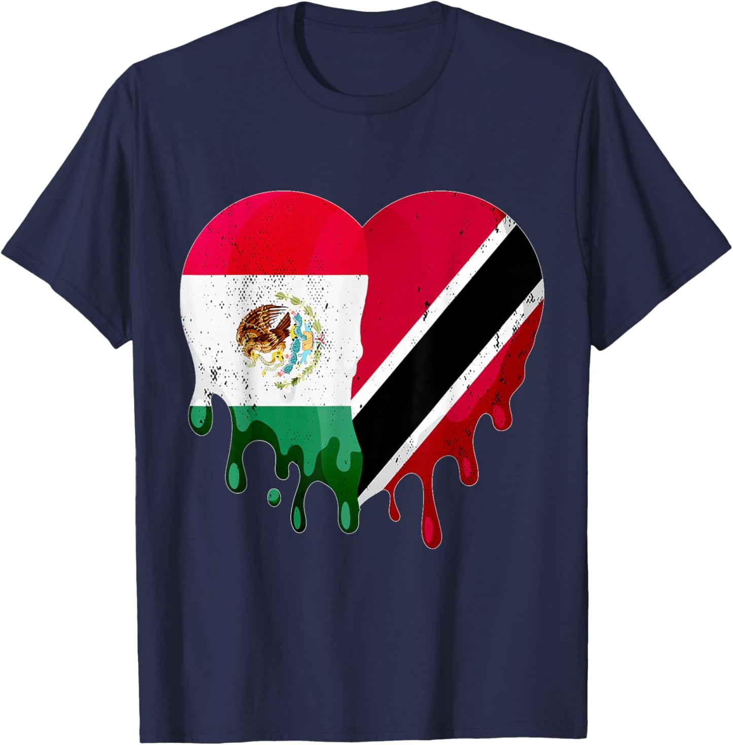 Mexico Trinidad & Tobago Flag Heart Grown Patriot Country T-Shirt - T-Shirt | Navy