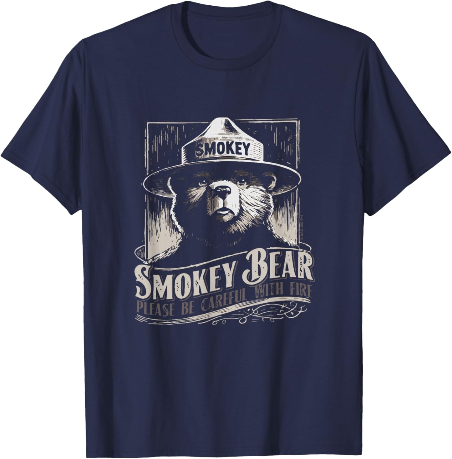 Vintage Smokey Bear WPA Poster Style Prevent Wildfires T-Shirt - T-Shirt | Navy