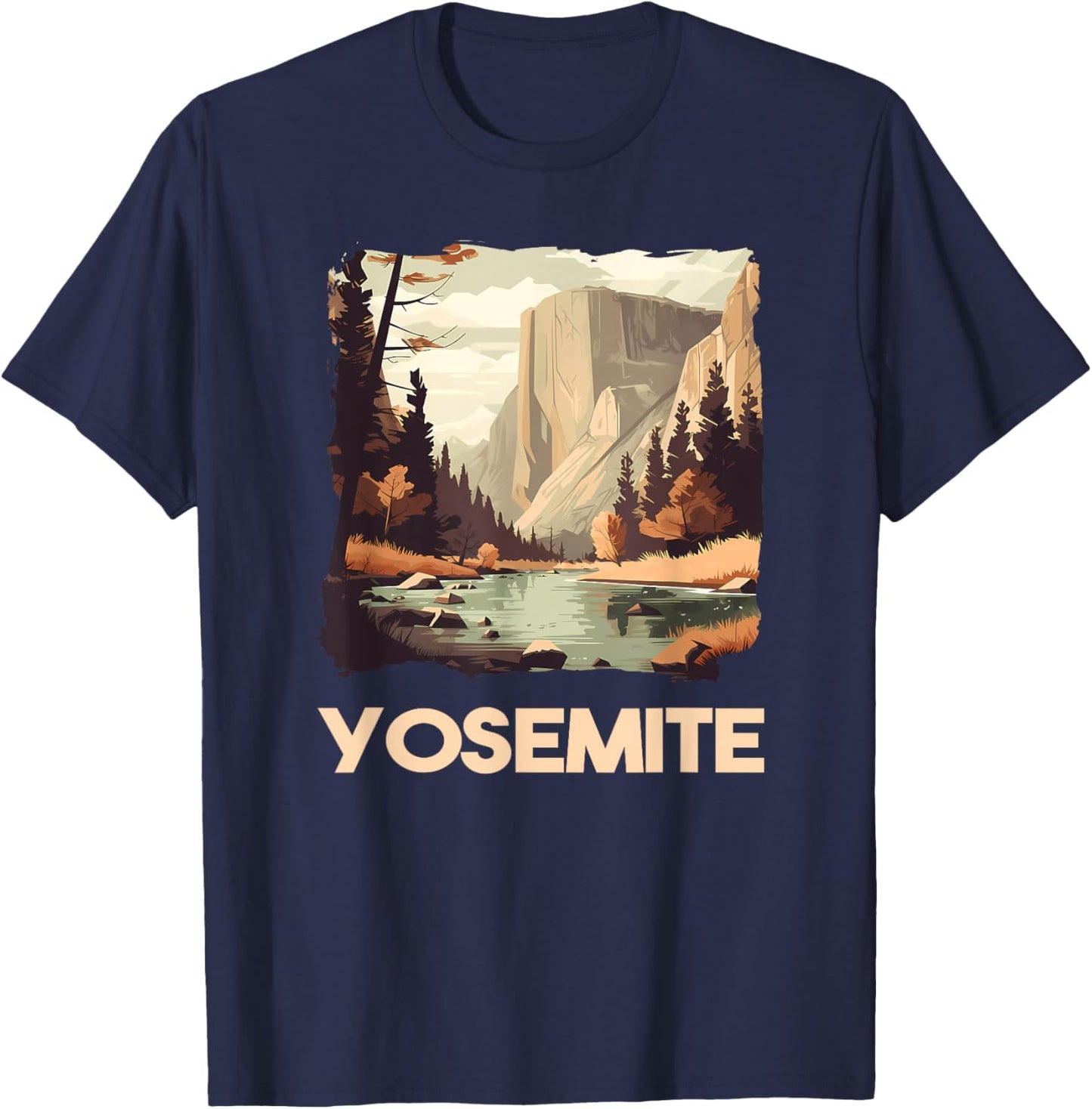 Yosemite National Park Adventure Hiking Nature Design T-Shirt - T-Shirt | Navy