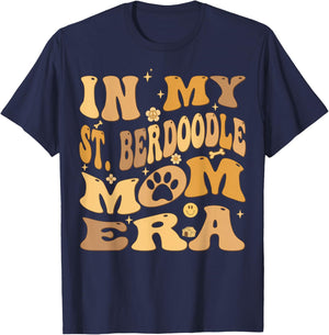 In My St Berdoodle Mom Era Groovy Saint Berdoodle Dog T-Shirt - T-Shirt | Navy