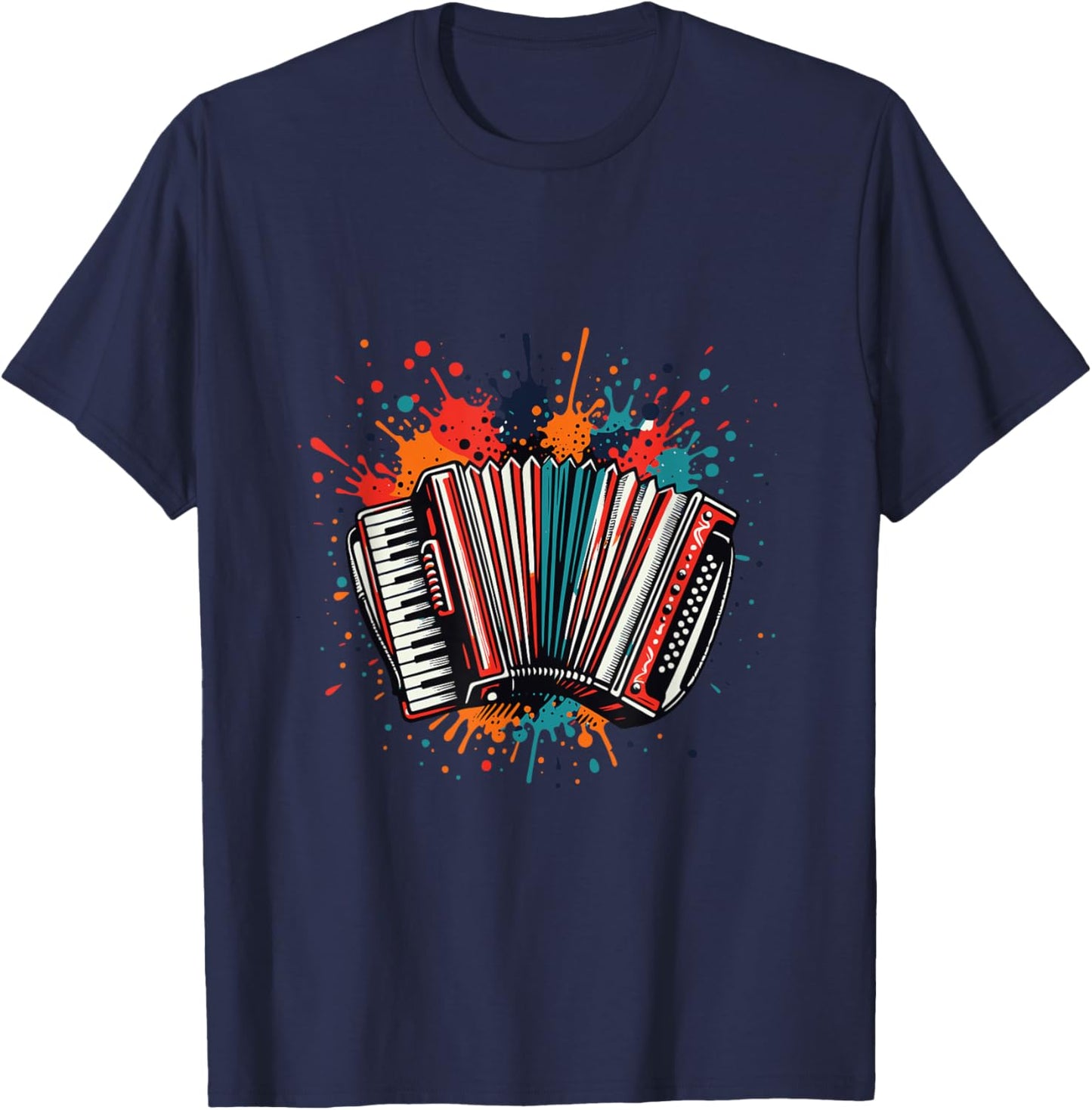 Retro Accordion Player Graphic Apparel for Music Lovers T-Shirt - T-Shirt | Navy