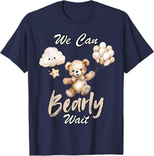We Can Bearly Wait Gender Neutral Baby Shower Party T-Shirt - T-Shirt | Navy