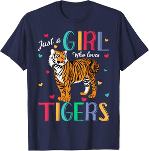 Just A Girl Who Loves Tigers Cute Tiger T-Shirt - T-Shirt | Navy