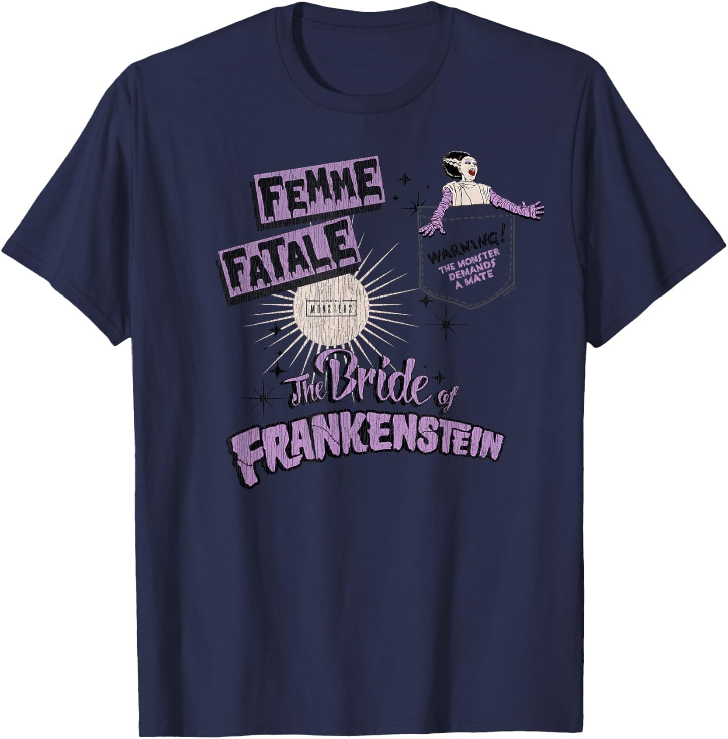 Universal Monsters Bride’s Warning Femme Fatale Pocket T-Shirt - T-Shirt | Navy