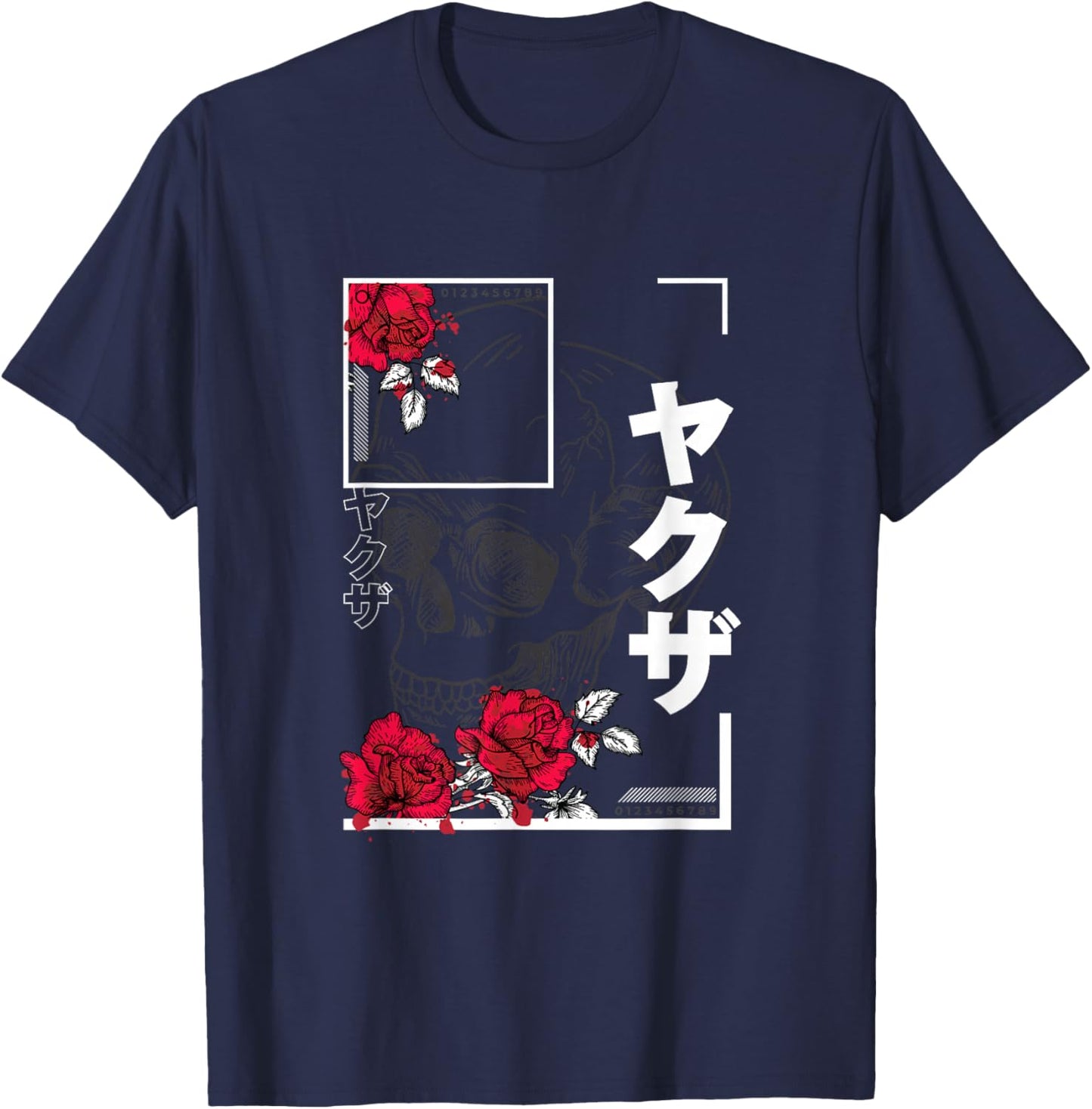 Japanese Aesthetic Vaporwave Sad Eboy Urban Skull T-Shirt - T-Shirt | Navy