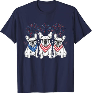 French Bulldog American Flag 4th Of July Independence Day T-Shirt - T-Shirt | Navy