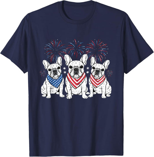 French Bulldog American Flag 4th Of July Independence Day T-Shirt - T-Shirt | Navy