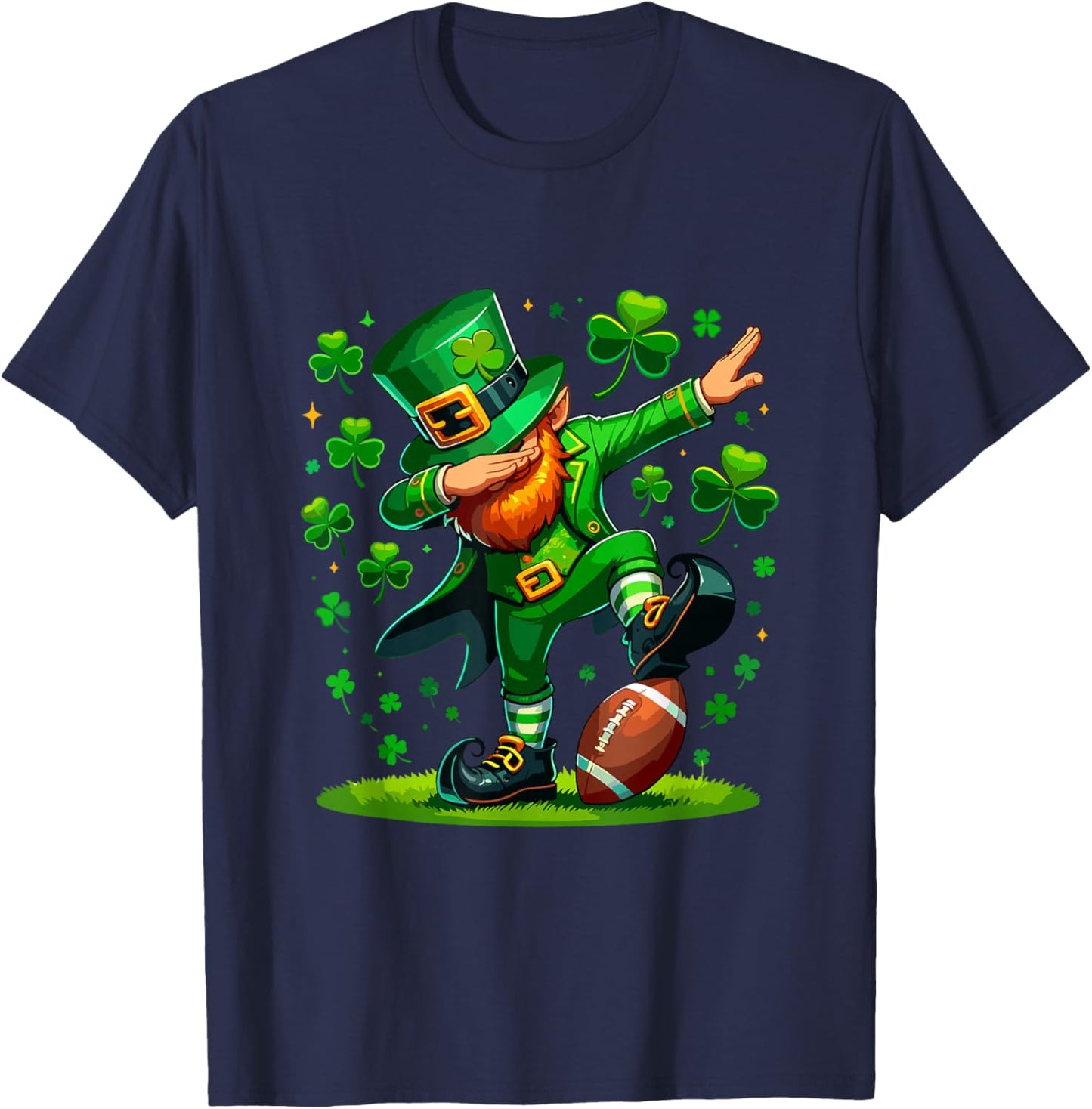 St Patricks Day Boy Men Football Costume Dabbing Leprechaun T-Shirt - T-Shirt | Navy