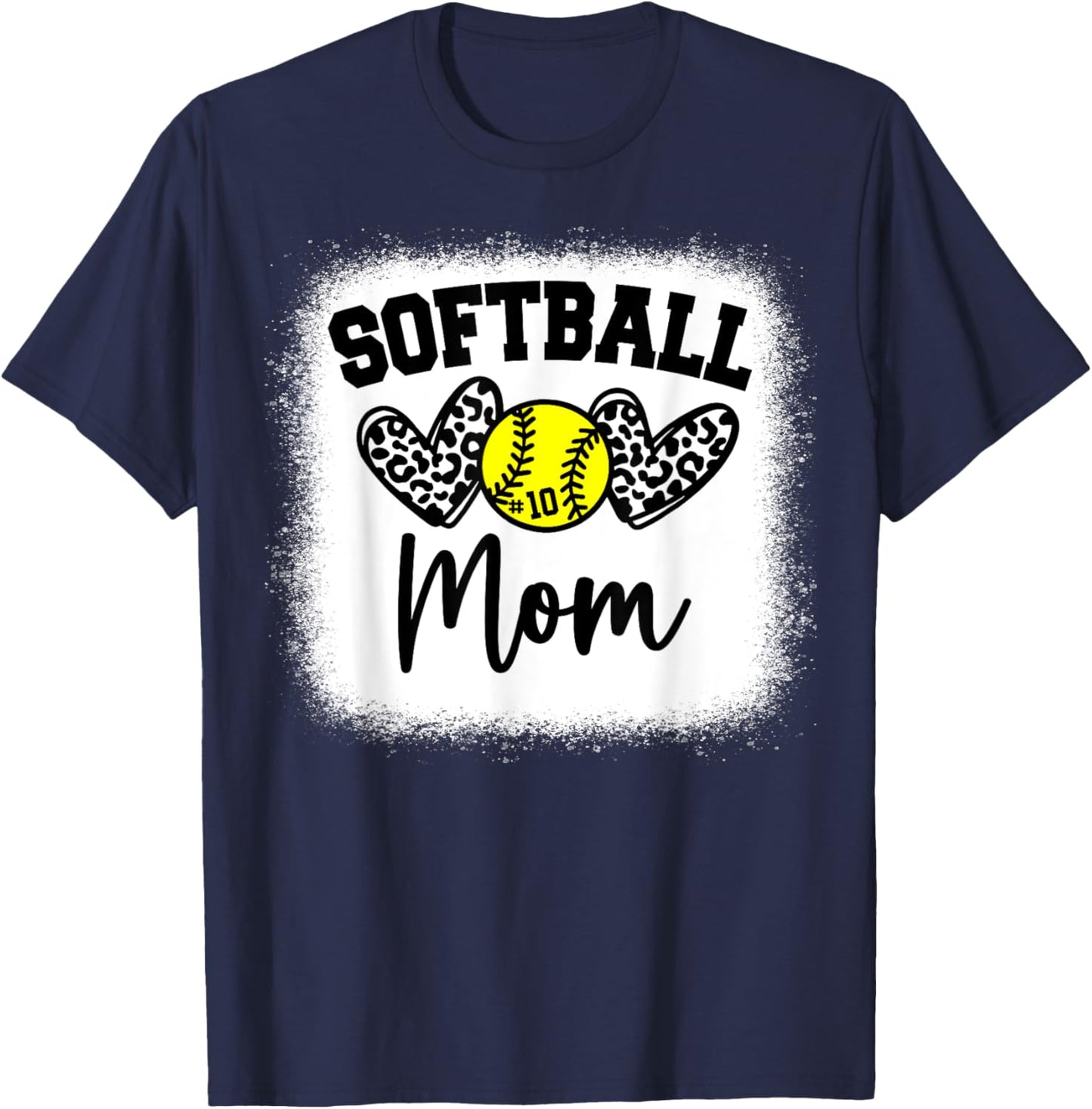 Custom Softball Mom Number 10 Heart for Mom T-Shirt - T-Shirt | Navy