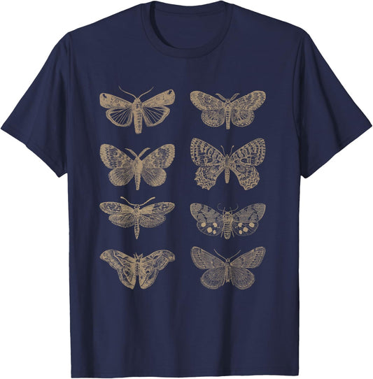 Moth Butterfly Goblincore Cottagecore Whimsigoth Fairycore T-Shirt - T-Shirt | Navy